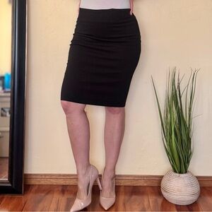 Sweet Elegant Black Stretch Pencil Skirt
